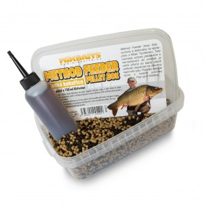 MIKBAITS Method Feeder pellet box 400g + 120ml Sladká kukuřice